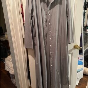 Elegant Gray Button Up Maxi Dress